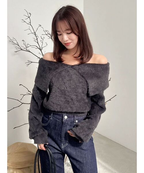 dazzlin（ダズリン） ニット セーター 2WAYミニシャギーオフショル