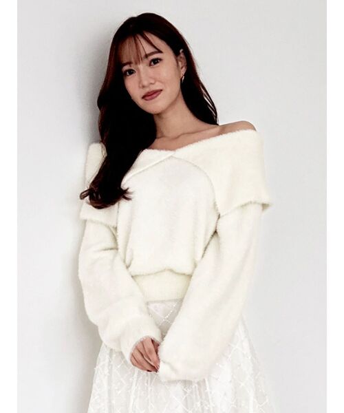 美品♡ オブリ　ニット　ホワイト ファートリムニット | ニット | NOELA OFFICIAL WEB STORE