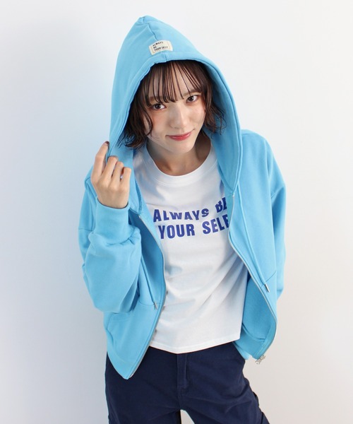 パーカー 「新色追加」ダブルジップショート丈パーカー レディース