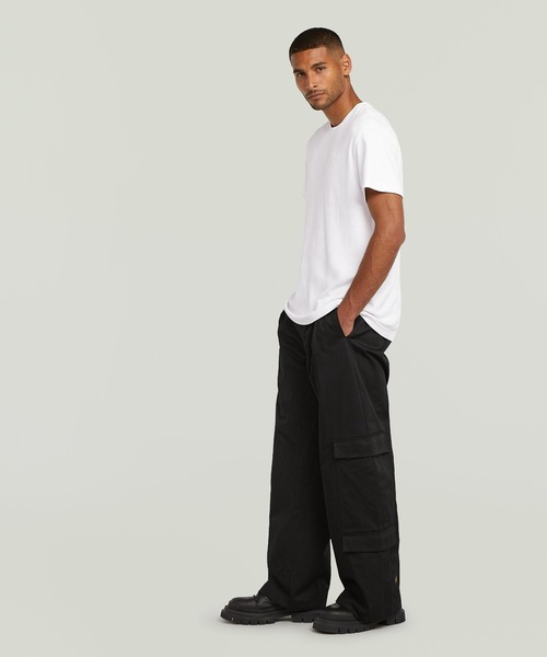 定価39600円 G-Star RAW Exclusives カーゴパンツ　黒 G-STAR RAW カーゴパンツ R-5N 3D PLEATED CARGO/立体裁断ワイドルーズ
