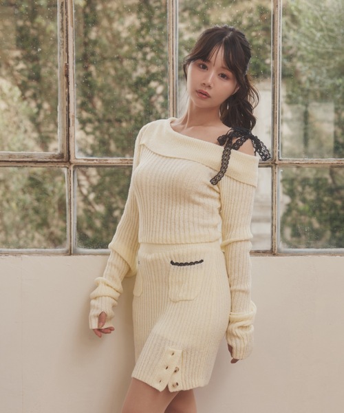 M DOLLY セットアップ *M DOLLY original* lace strap fresca knit set