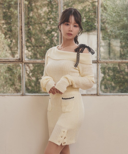 M DOLLY セットアップ *M DOLLY original* lace strap fresca knit set