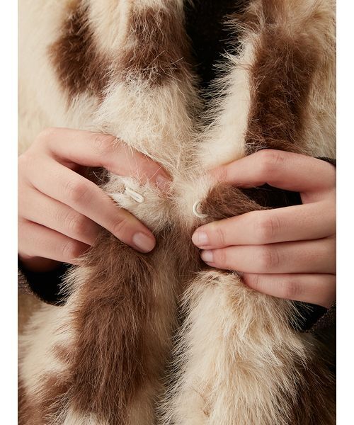 ブラウンファーコート ノーカラー Mila Owen（ミラオーウェン） ノーカラーコート コート マルチ