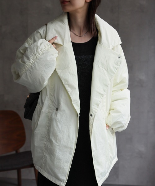 ダウンコート ダウンジャケット プライトタフタファイバーダウンPコート/パディングブルゾン レディース | sakishimatokyo | 01