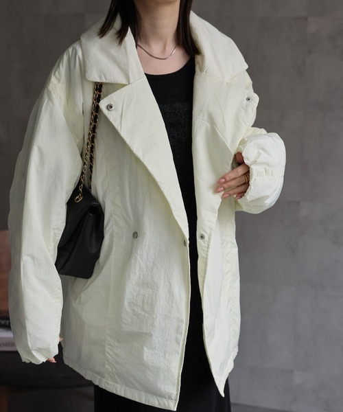 ダウンコート ダウンジャケット プライトタフタファイバーダウンPコート/パディングブルゾン レディース | sakishimatokyo | 07