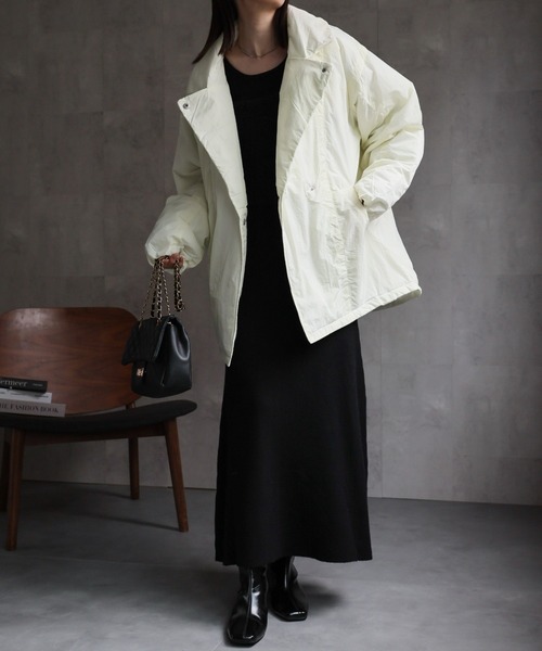 ダウンコート ダウンジャケット プライトタフタファイバーダウンPコート/パディングブルゾン レディース | sakishimatokyo | 09