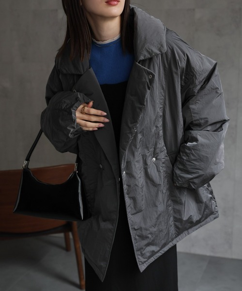 ダウンコート ダウンジャケット プライトタフタファイバーダウンPコート/パディングブルゾン レディース | sakishimatokyo | 12