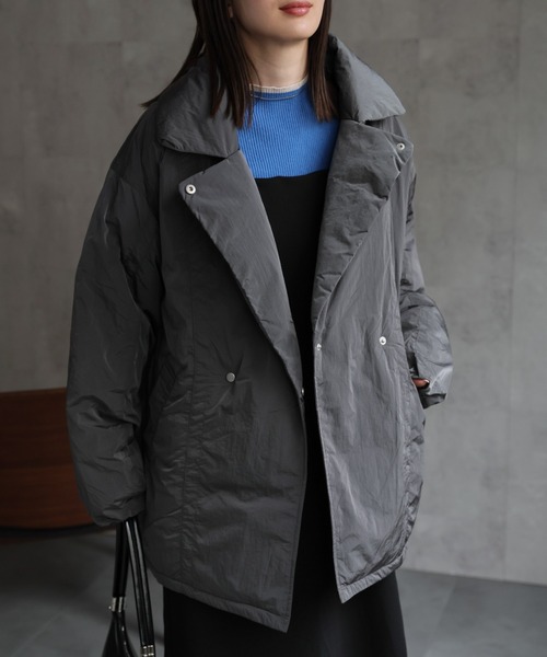 ダウンコート ダウンジャケット プライトタフタファイバーダウンPコート/パディングブルゾン レディース | sakishimatokyo | 13