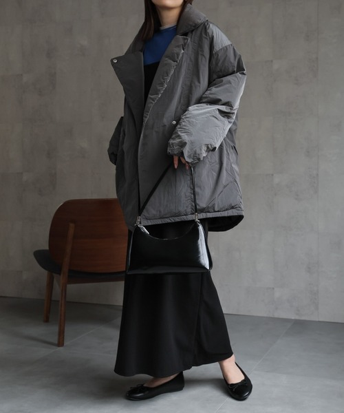 ダウンコート ダウンジャケット プライトタフタファイバーダウンPコート/パディングブルゾン レディース | sakishimatokyo | 11