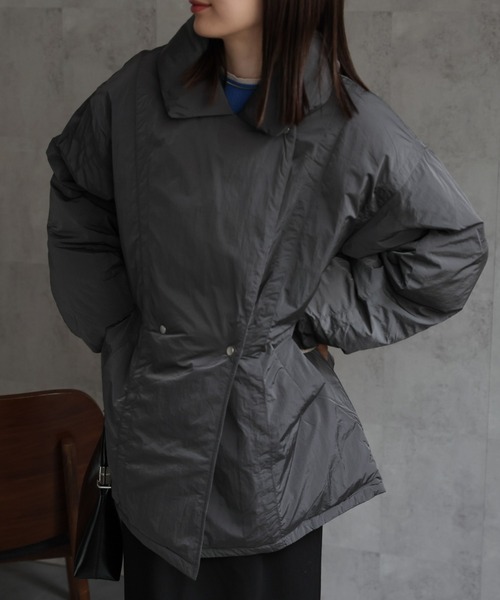 ダウンコート ダウンジャケット プライトタフタファイバーダウンPコート/パディングブルゾン レディース | sakishimatokyo | 14