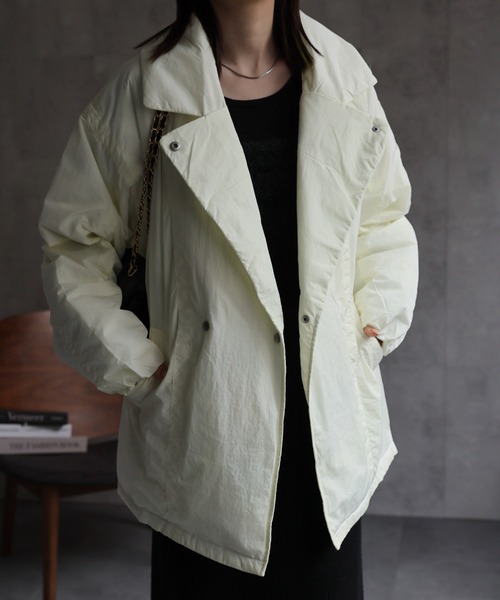 ダウンコート ダウンジャケット プライトタフタファイバーダウンPコート/パディングブルゾン レディース | sakishimatokyo | 18