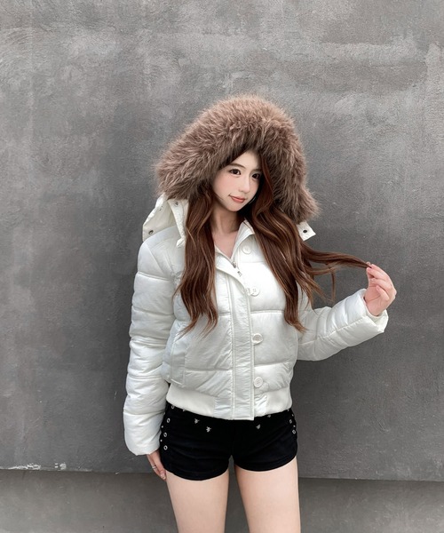 ^_^ ✨ 3way ダウンジャケット ファー フード ボア M 楽天市場】裏起毛 ボアジャケット レディース 中綿コート ファーフード