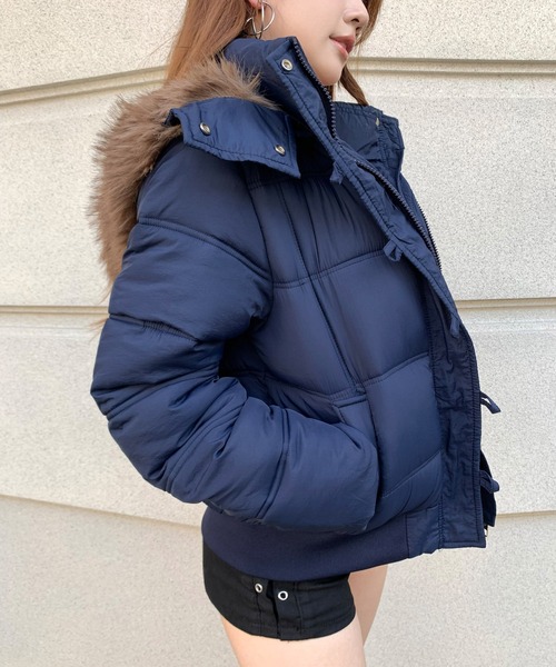 VEILA ダウンコート ダウンジャケット ファーフードショートダウン