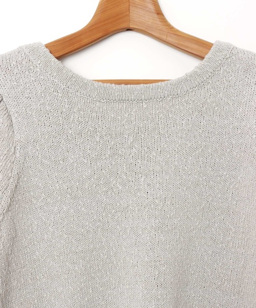 「andme」 半袖ニット M ライトグレー レディース_画像7