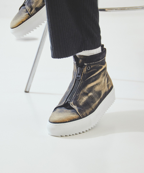 「alfredoBANNISTER」 ハイカットスニーカー 40 ネイビー メンズ_画像2