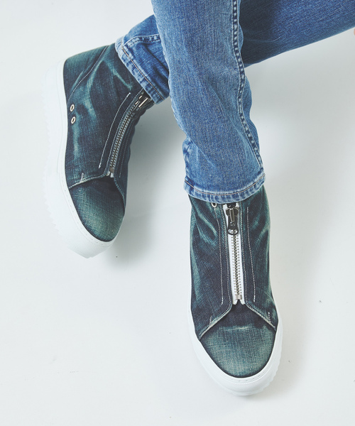 「alfredoBANNISTER」 ハイカットスニーカー 40 ネイビー メンズ_画像10