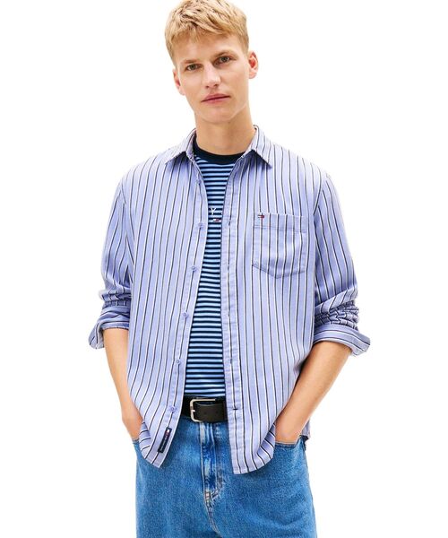 トミー ジーンズ（ JEANS）/リラックスストライプツイルシャツ TOMMY JEANS（トミー・ジーンズ） シャツ リラックスストライプツイル