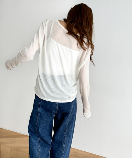 「CANAL JEAN」 長袖カットソー ONE SIZE ホワイト レディース_画像3