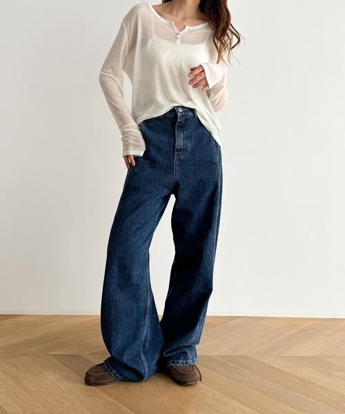 「CANAL JEAN」 長袖カットソー ONE SIZE ホワイト レディース_画像4