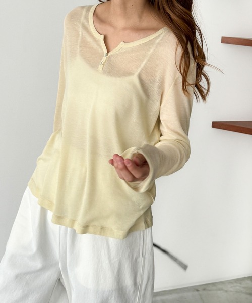 「CANAL JEAN」 長袖カットソー ONE SIZE ホワイト レディース_画像8