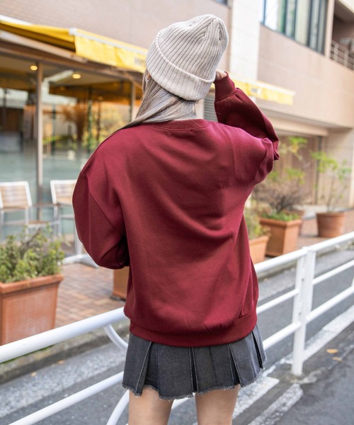 トレーナー スウェット 「キャットプリント×ロゴ刺繍」裏起毛