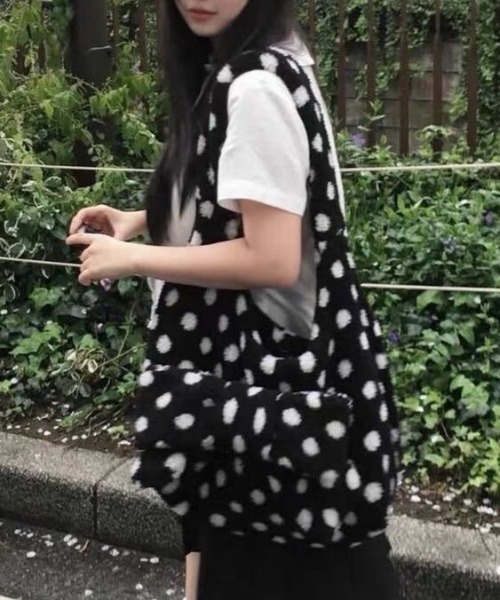 ViViDAY トートバッグ ドット柄リボンボアバッグ レディース メンズ