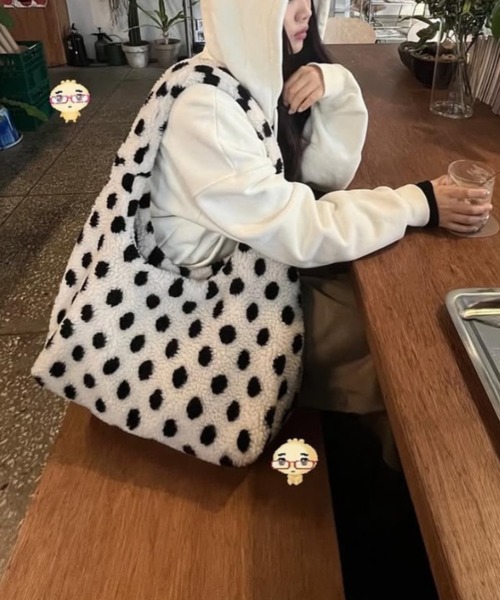 ViViDAY トートバッグ ドット柄リボンボアバッグ レディース メンズ