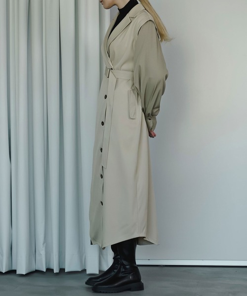 「Ezick」 長袖ワンピース FREE ライトベージュ レディース_画像2