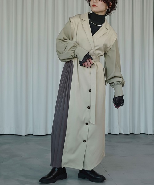 「Ezick」 長袖ワンピース FREE ライトベージュ レディース_画像5