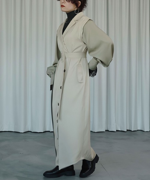 「Ezick」 長袖ワンピース FREE ライトベージュ レディース_画像6