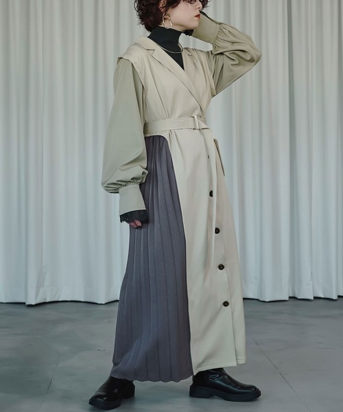 「Ezick」 長袖ワンピース FREE ライトベージュ レディース_画像8