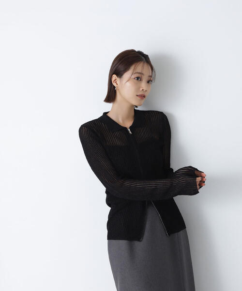 natural beauty basic グリーン　ハンドニットカーディガン NATURAL BEAUTY BASIC（ナチュラルビューティーベーシック） ニット