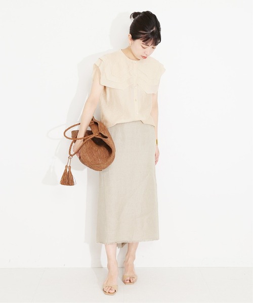 「VERMEIL par iena」 ノースリーブチュニック - ベージュ レディース_画像3