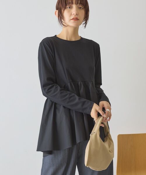 AMERICAN HOLIC（アメリカンホリック） tシャツ 布帛切替ペプラムプル