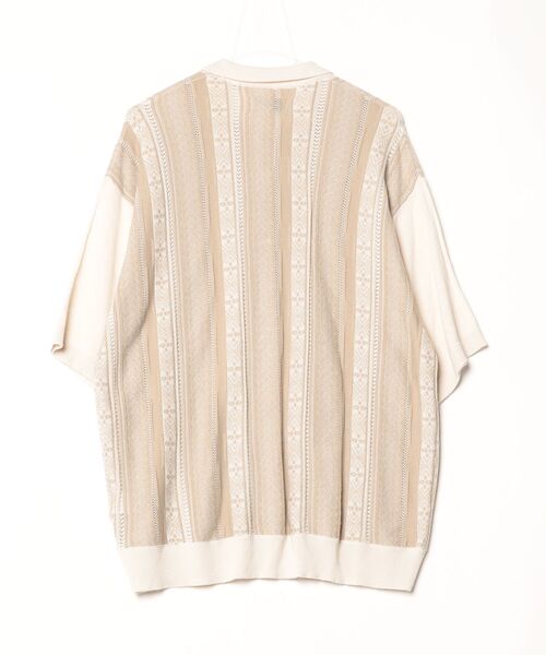 「MONO-MART」 半袖ニット L ベージュ メンズ_画像2