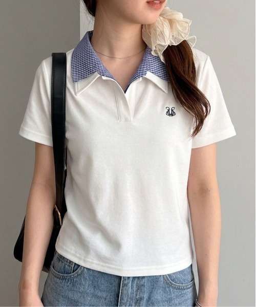 solleim（ソルレム） tシャツ 半袖 レイヤード襟付きカットソー