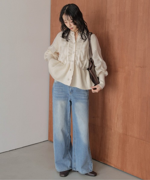 「SUGAR BISKET」 「La-gemme」ニットカーディガン フリー アイボリー レディース_画像4