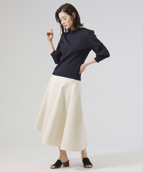 「CAST:」 7分袖ニット M ネイビー レディース_画像4