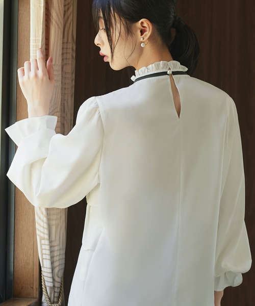 「RUIRUE BOUTIQUE」 長袖ブラウス LL ネイビー レディース_画像4