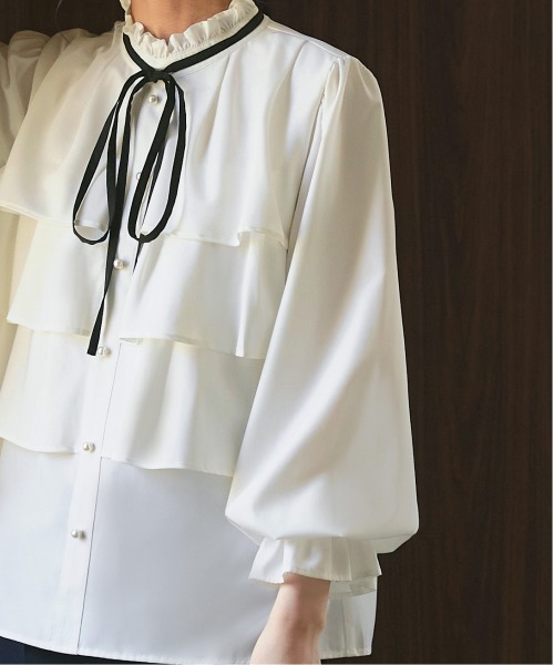 「RUIRUE BOUTIQUE」 長袖ブラウス LL ネイビー レディース_画像6