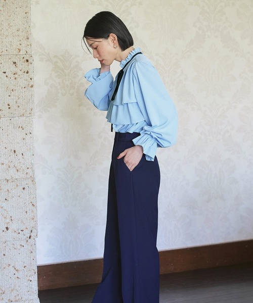 「RUIRUE BOUTIQUE」 長袖ブラウス LL ネイビー レディース_画像7