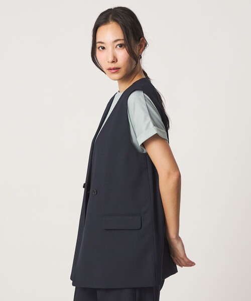 【ユナイテッドアローズ】カシミヤ　ジレ　ベスト　ネイビー　ブラック　ボタン A DAY IN THE LIFE ベスト ジレ メッシュ 2ボタン ジレ ‐セットアップ