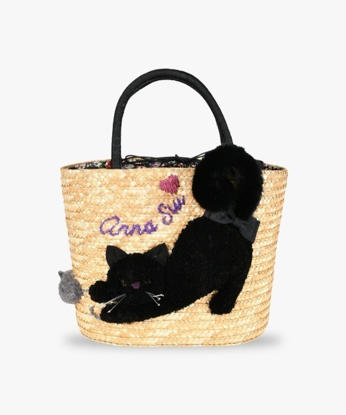 ANNA SUI TITIバスケット かごバッグ　黒猫　花柄 ANNA SUI（アナスイ） かごバッグ カゴバッグ TITIプランク かごバッグ