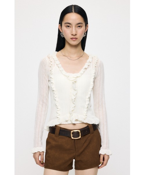 MOUSSY（マウジー） カーディガン 「26年SS新作」POINTELLE RUFFLE