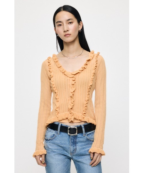 MOUSSY（マウジー） カーディガン 「26年SS新作」POINTELLE RUFFLE