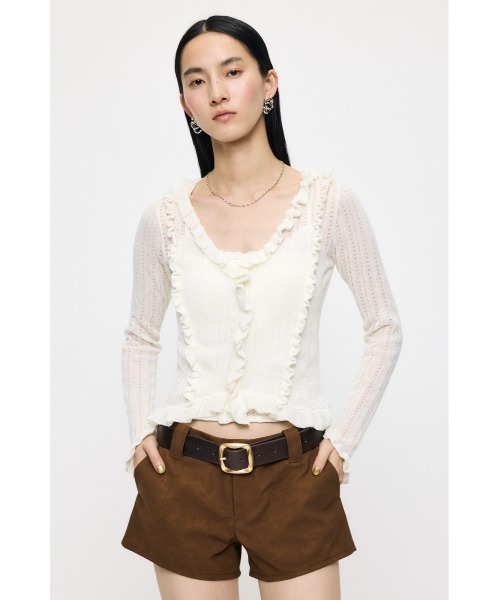MOUSSY（マウジー） カーディガン 「26年SS新作」POINTELLE RUFFLE