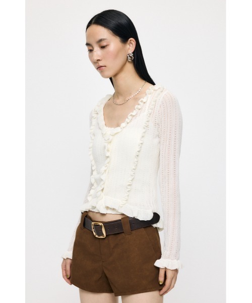 MOUSSY（マウジー） カーディガン 「26年SS新作」POINTELLE RUFFLE