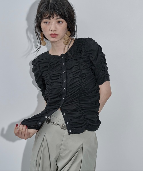 THE Yon tシャツ 2WAYシャーリングシアーハーフスリーブカーディガン