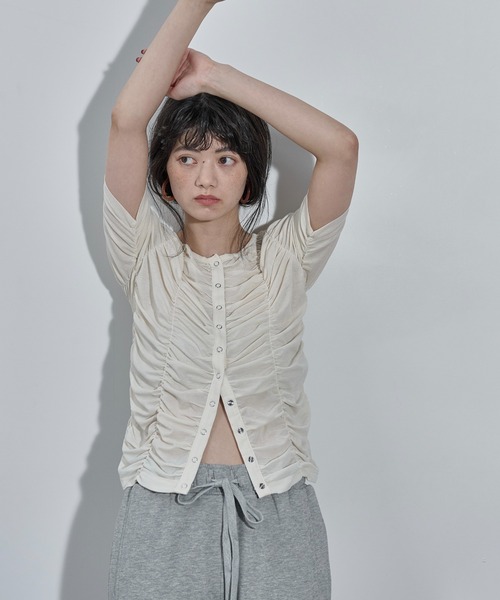 THE Yon tシャツ 半袖 2WAYシャーリングシアーハーフスリーブ