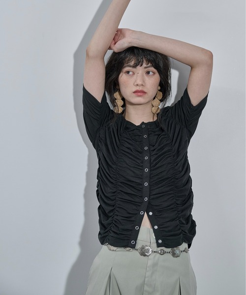 THE Yon tシャツ 半袖 2WAYシャーリングシアーハーフスリーブ